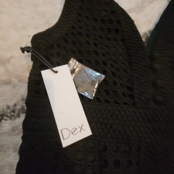 Dex Sleeveless Black Crochet Eyelet Midi Dress - Picture 9 of 14